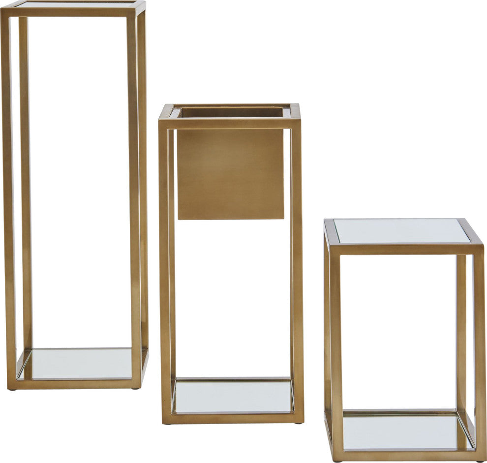 Escher Pedestal Planter - Brass, Large