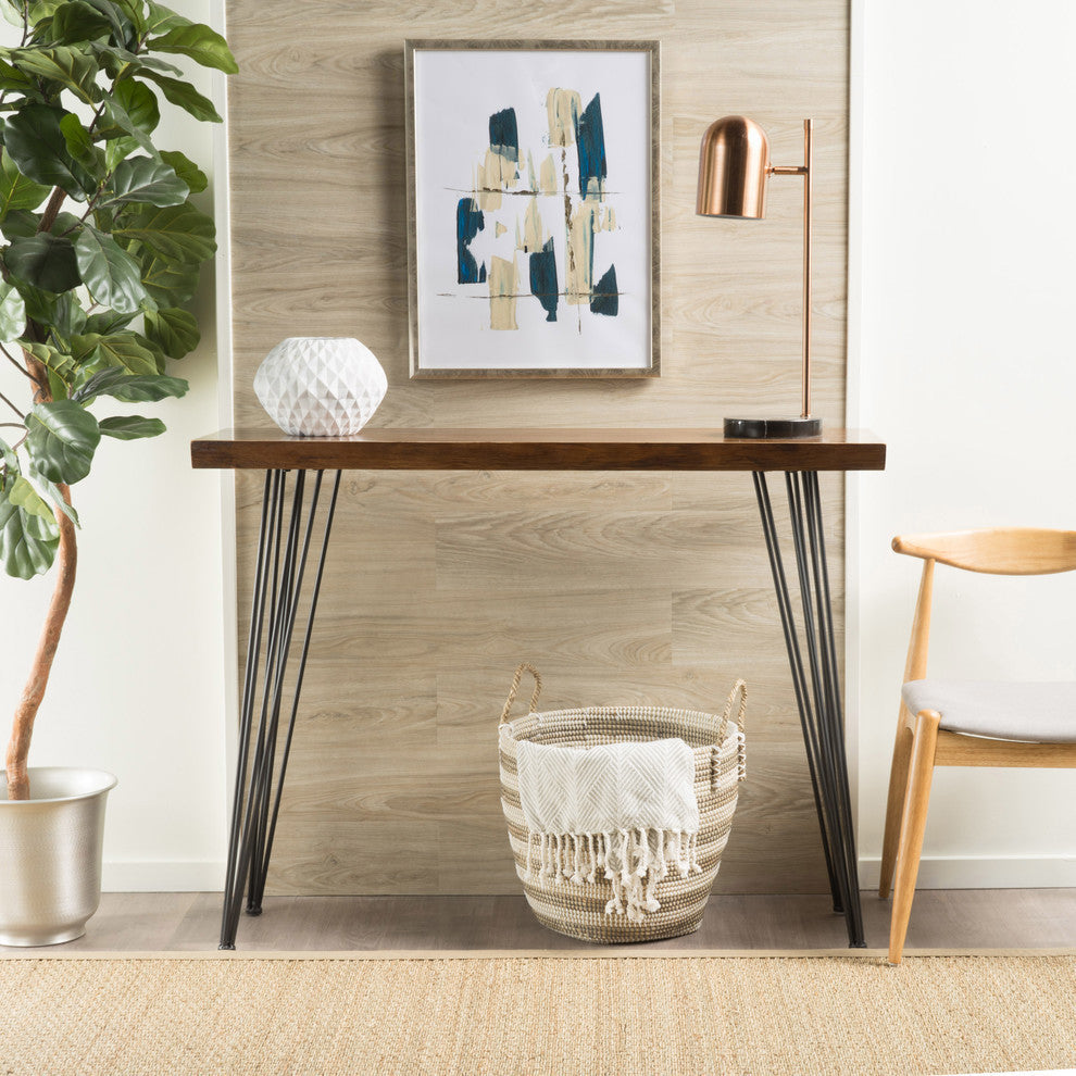 GDF Studio Regent Natural Finish Firwood Faux Live Edge Console Table