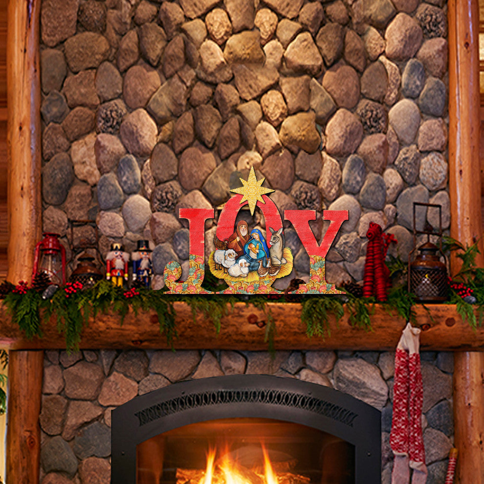 Joy Nativity Wooden Door Hanger