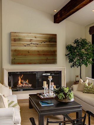 "Sun Flight" UV Ink Print on Natural Pine Wood, 60"x40"