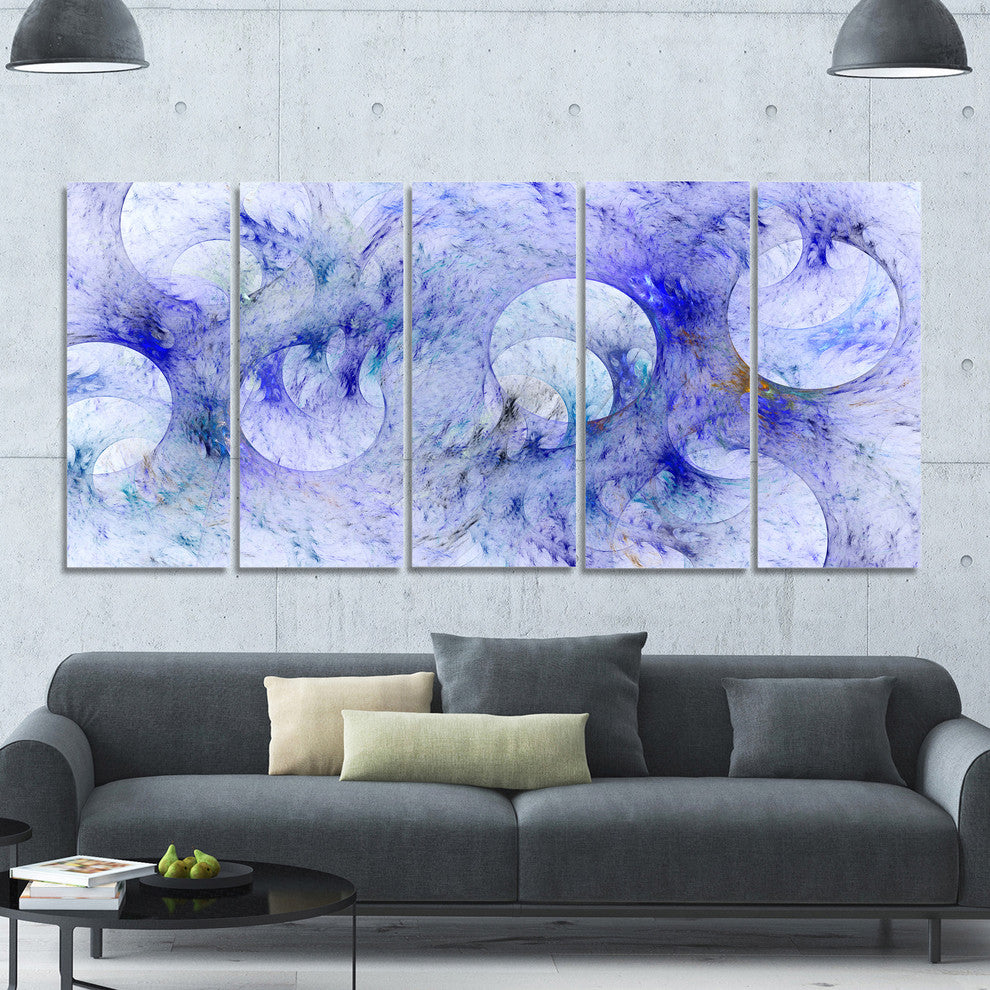 Light Blue Fractal Glass Texture, Abstract Canvas Art Print, 60"x28", 5 Panels