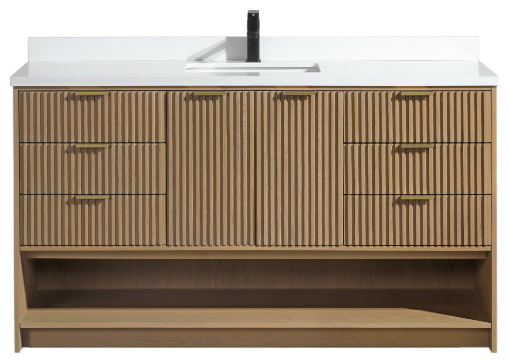 Ari Kitchen and Bath San Diego Bath Vanity, Oak, 60", Freestanding