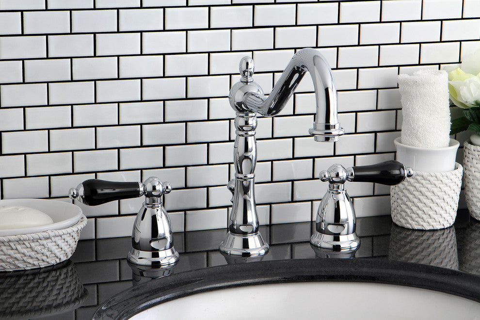 Kingston Brass Widespread Bathroom Faucet With Brass Pop-Up, Polished Chrome