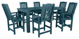 Lehigh 7-Piece Rectangle Counter-Height Dining Set, Nantucket Blue