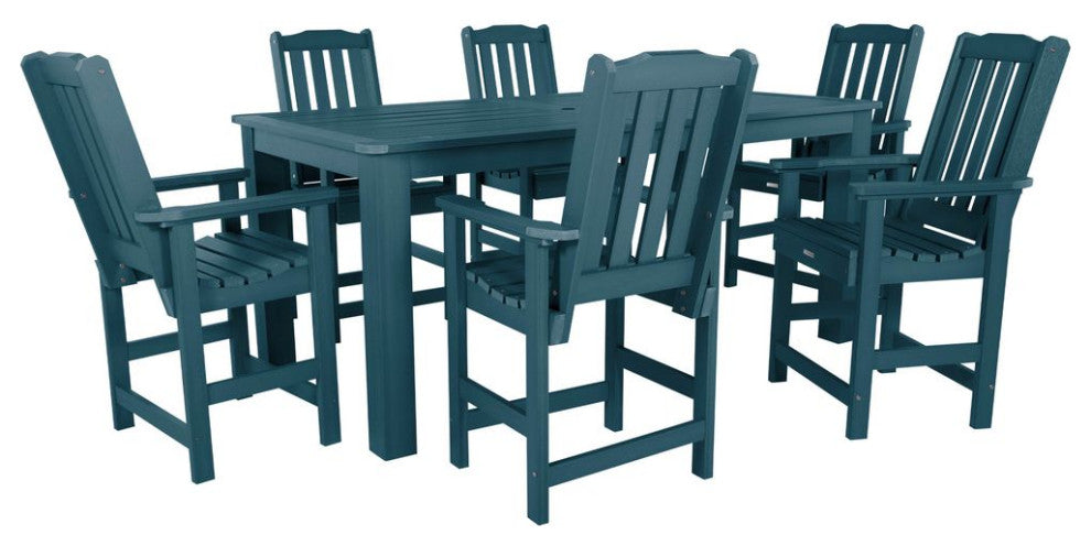 Lehigh 7-Piece Rectangle Counter-Height Dining Set, Nantucket Blue