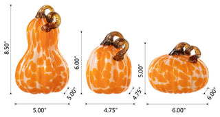 3-Piece Set Orange Glass Pumpkin & Gourd