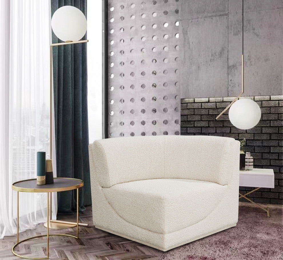 Ollie Black Boucle Fabric Chair, Cream, Corner Chair