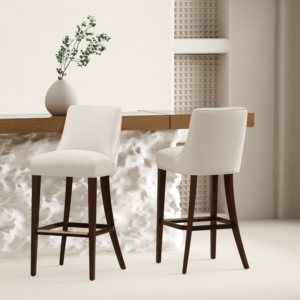 Manhattan Comfort Beever Barstool, Cream, Set of 2
