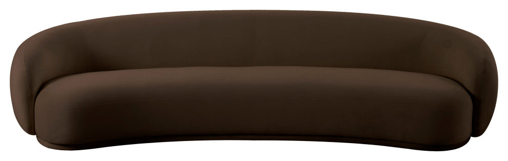Kendall Cream Velvet 120" Sofa, Chocolate Brown