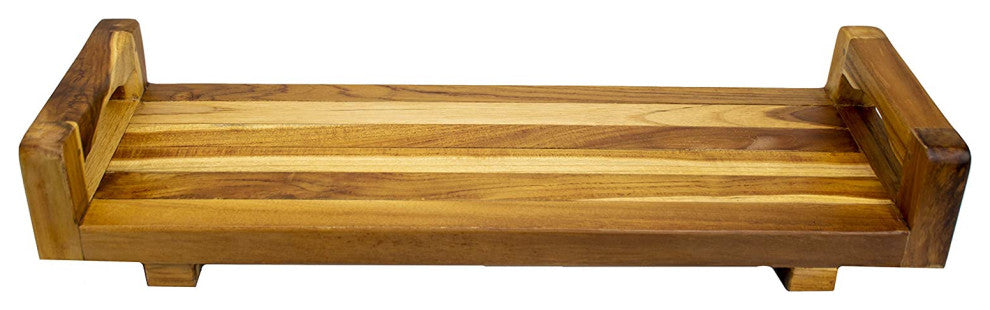 29" Natural Teak Wood Bath Tray and Seat With Handles