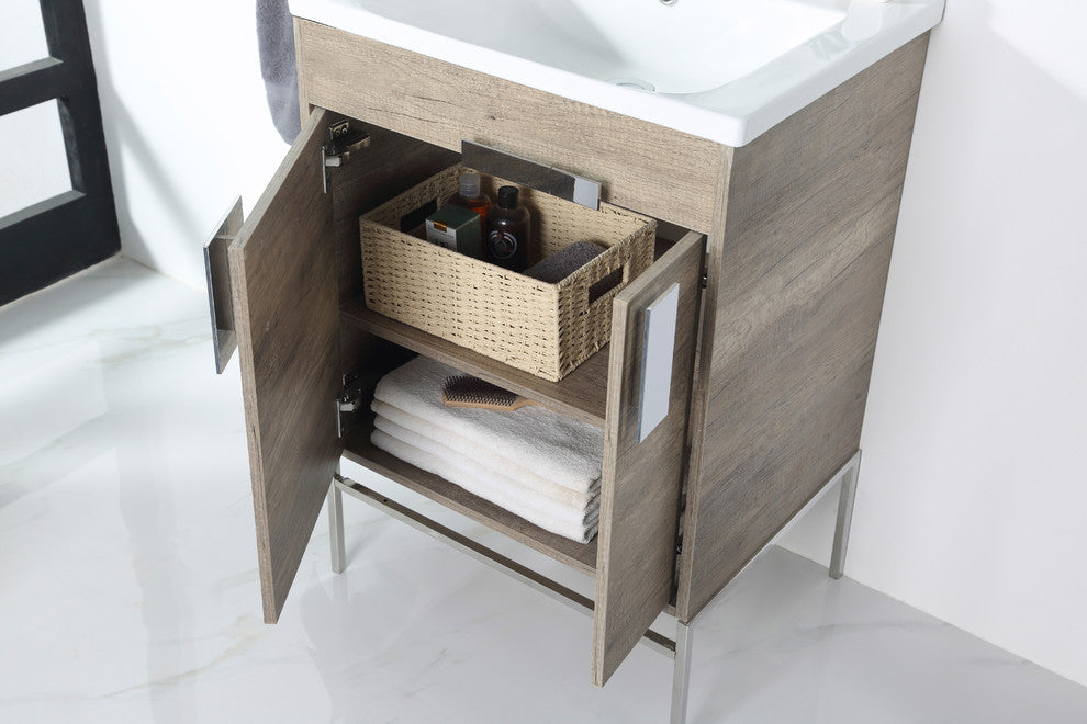 Bathroom Vanity Set, Shadow Gray, 24", Satin Brass Hardware
