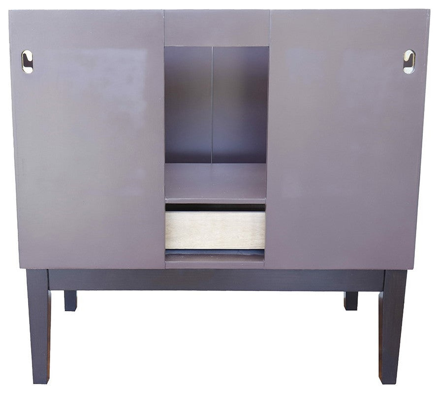 37" Single Vanity, Cappuccino Finish With White Carrara Top And Oval Sink