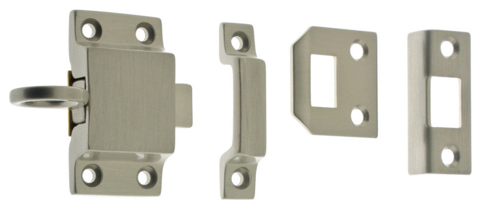 Genuine Solid Brass Transom Catch, Satin Nickel