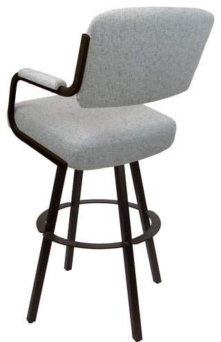 Swivel Metal Bar Stool on Warren Base, Hemsath Slate/Brown, 26"