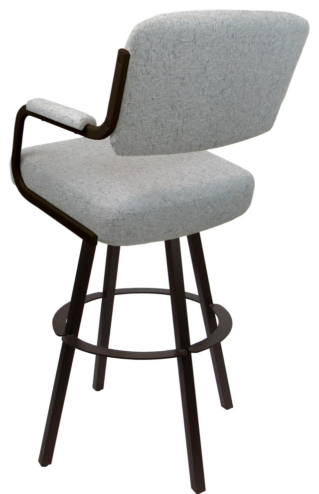 Swivel Metal Bar Stool on Warren Base, Hemsath Slate/Brown, 26"
