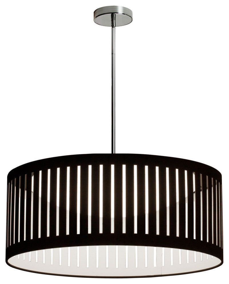 22W Slit Drum LED Pendant, Black Shade