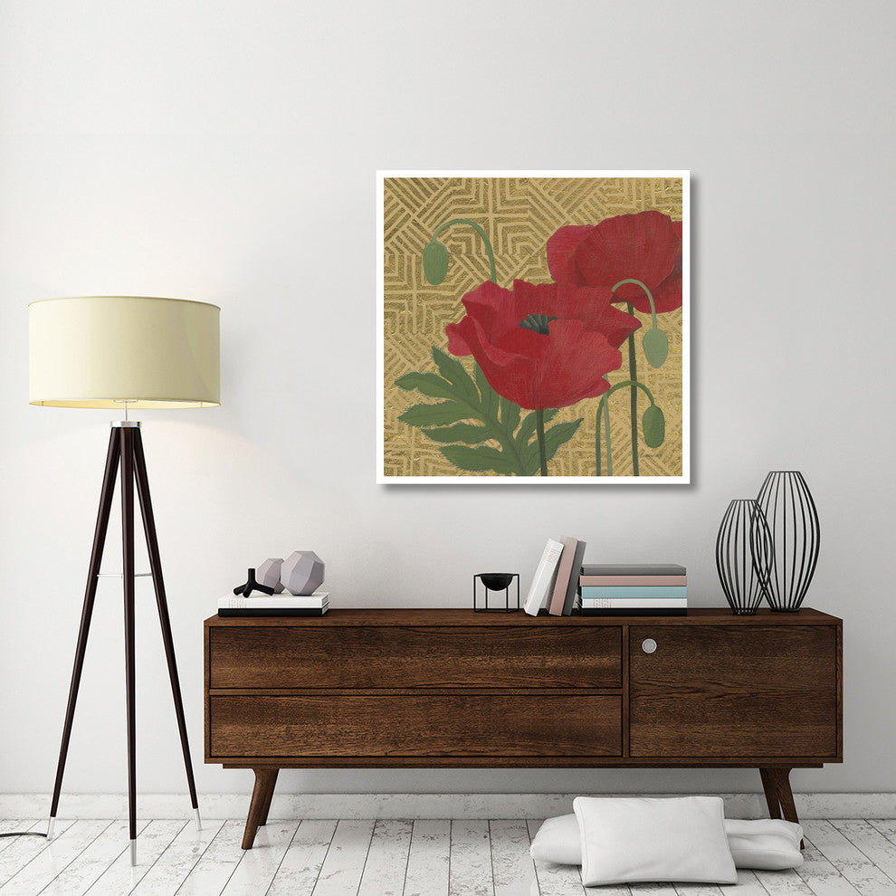 "More Poppies with Pattern" Digital Paper Print by Kathrine Lovell, 42"x42"