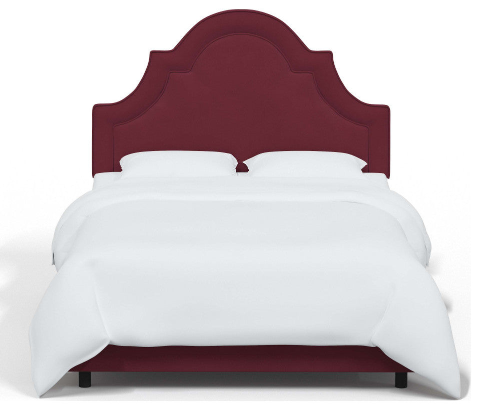 High Arched Bed With Border, Velvet Berry, King