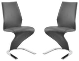 Boulevard Set of 2 Dining Chair, Pu Leather, Gray