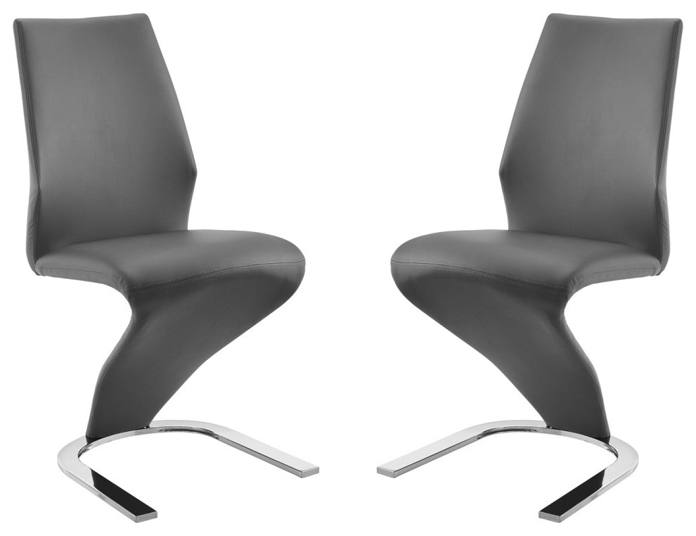 Boulevard Set of 2 Dining Chair, Pu Leather, Gray