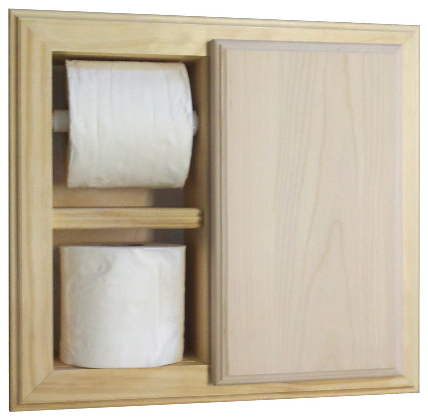Hyacinth Wood Recessed Toilet Paper Holder With Storage 14x12.75, Unfinished