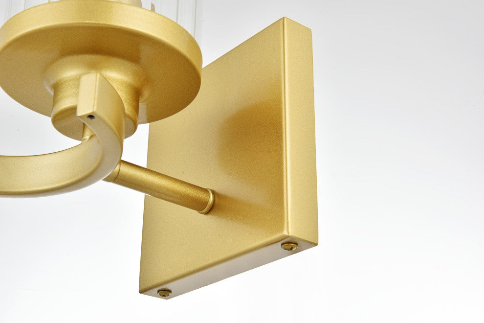 1 Light Brass And Clear Bath Sconce