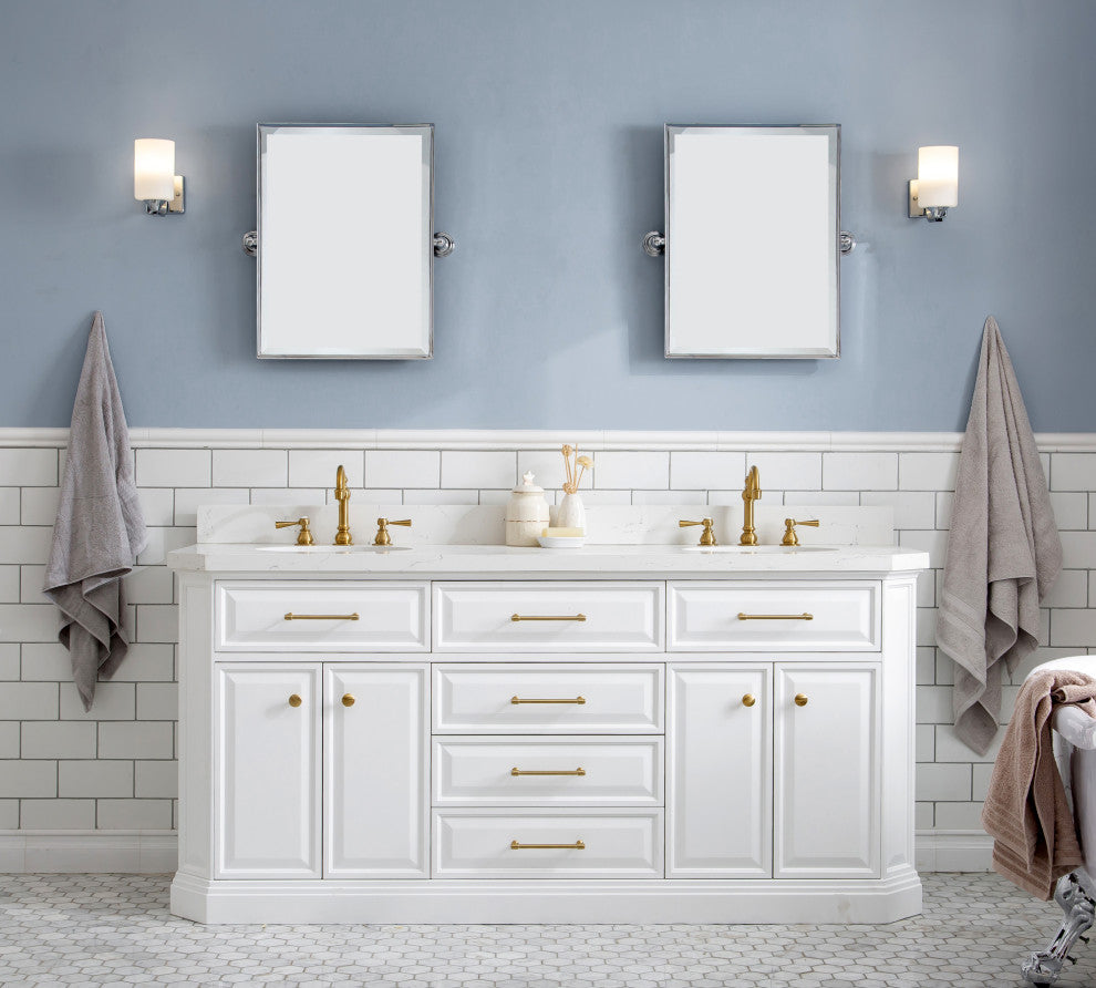72" Palace Collection With Hardware, Satin Brass Finish, Pure White, F2-0012 Fau