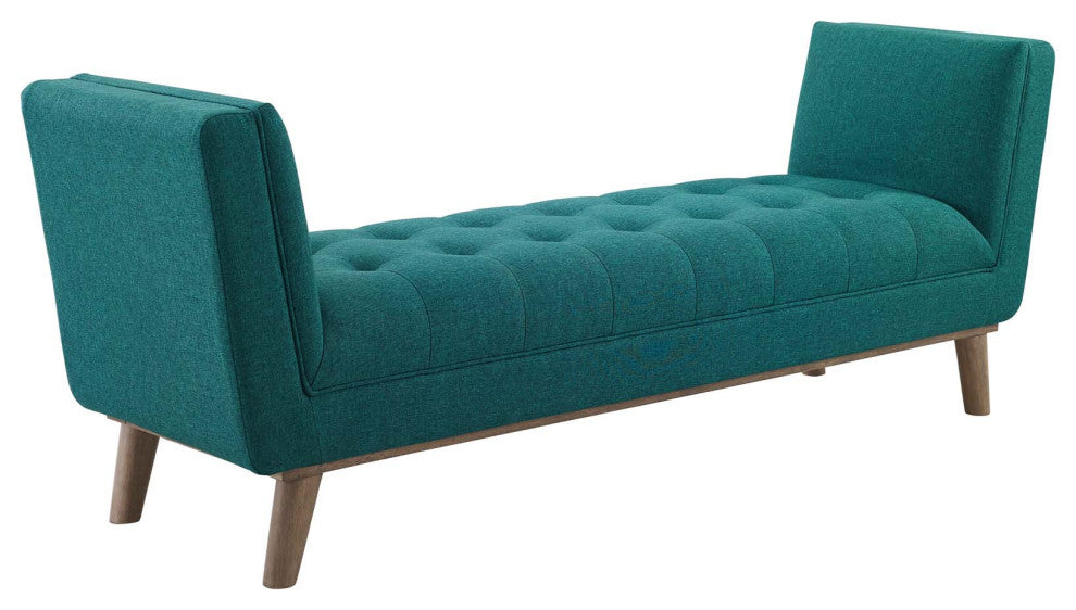 Haven Tufted Button Upholstered Fabric Accent Bench Teal
