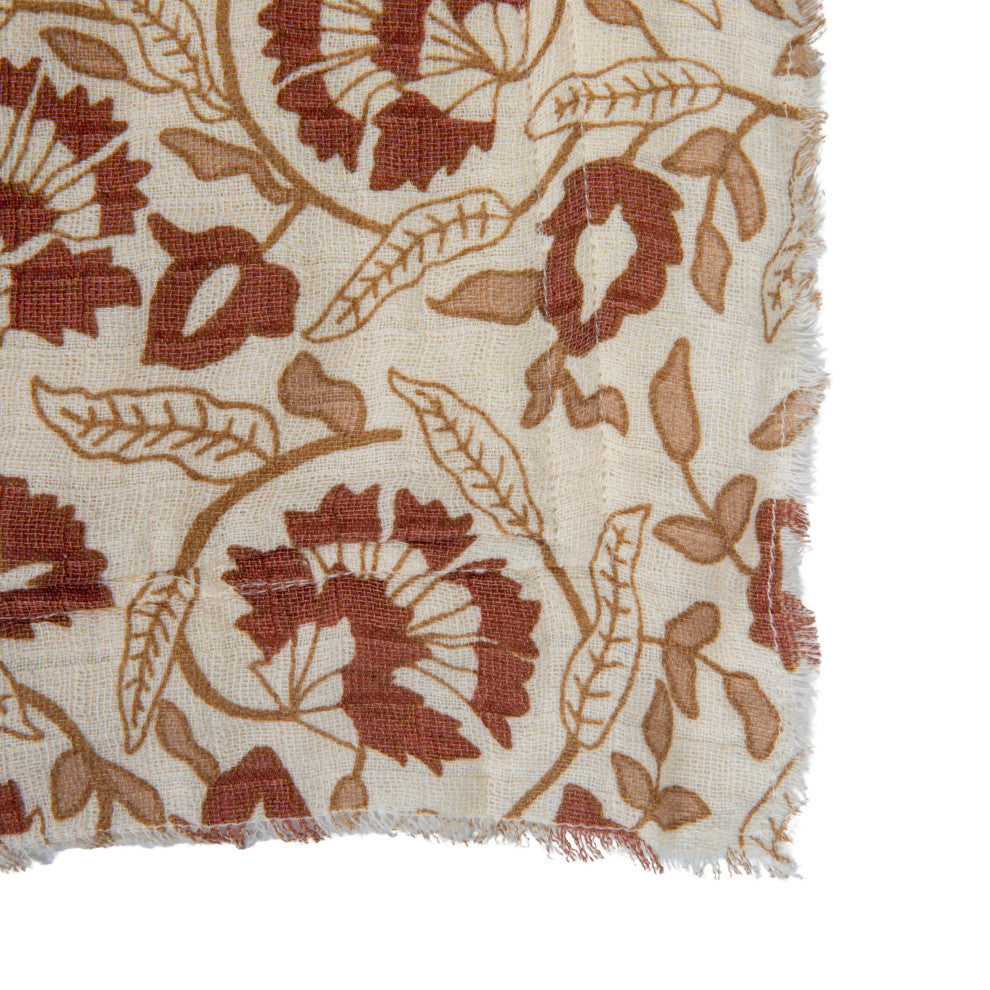 Woven Cotton and Sherpa Throw Blanket, Natural, Tan and Rose