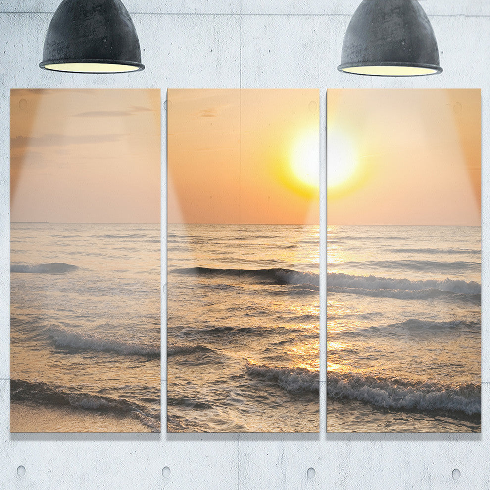 "Typical Sunrise With Tranquil Waves" Metal Wall Art, 3 Panels, 36"x28"