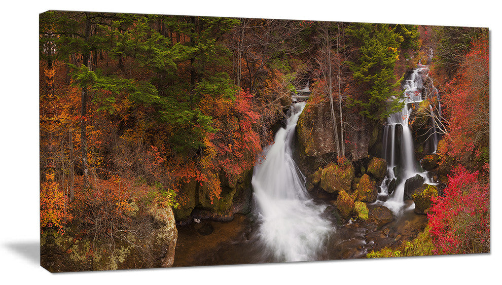 Ryuzu Falls near Nikko Japan, Landscape Canvas Art Print, 32"x16"