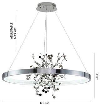 Stainless Steel LED Chandelier With Confetti Interior