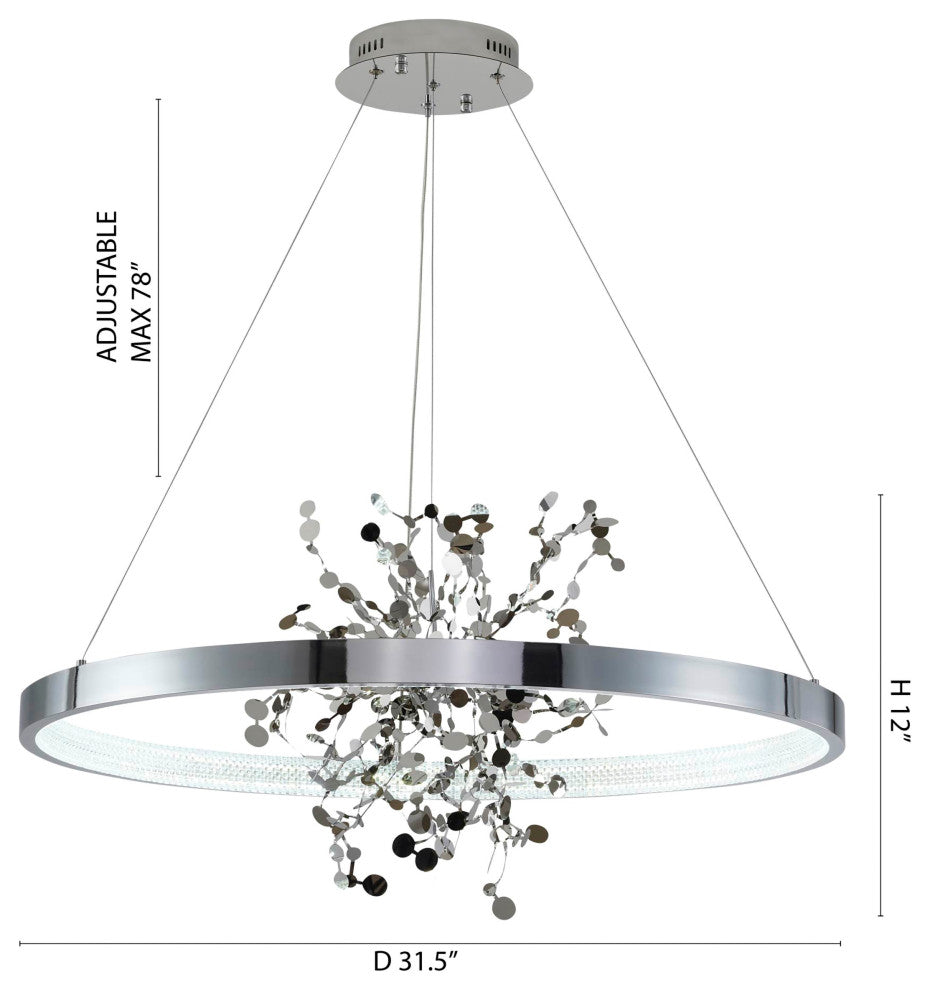 Stainless Steel LED Chandelier With Confetti Interior