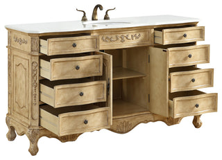 Bathroom Vanity, Antique Beige, 60", Single Sink