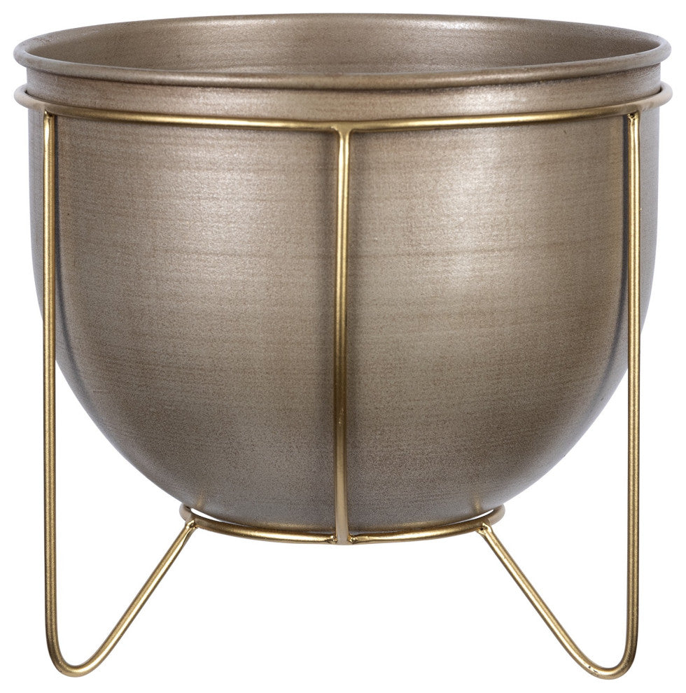 Petite Bronze and Gold Metal Plant Pot