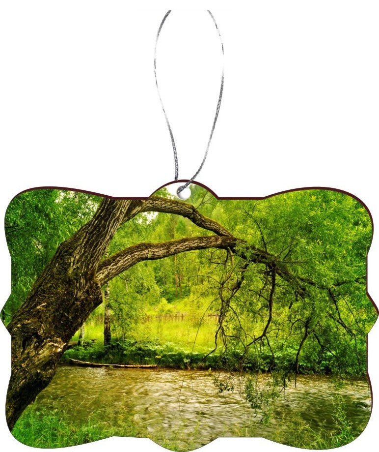 Big Tree on Bank Design Rectangle Christmas Tree Ornament