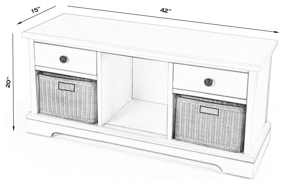 Modern Farm White Bench With Storage
