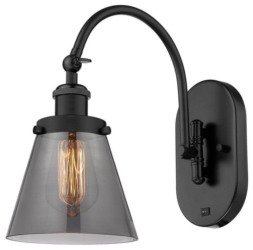Cone Sconce, Matte Black, Plated Smoke, Plated Smoke