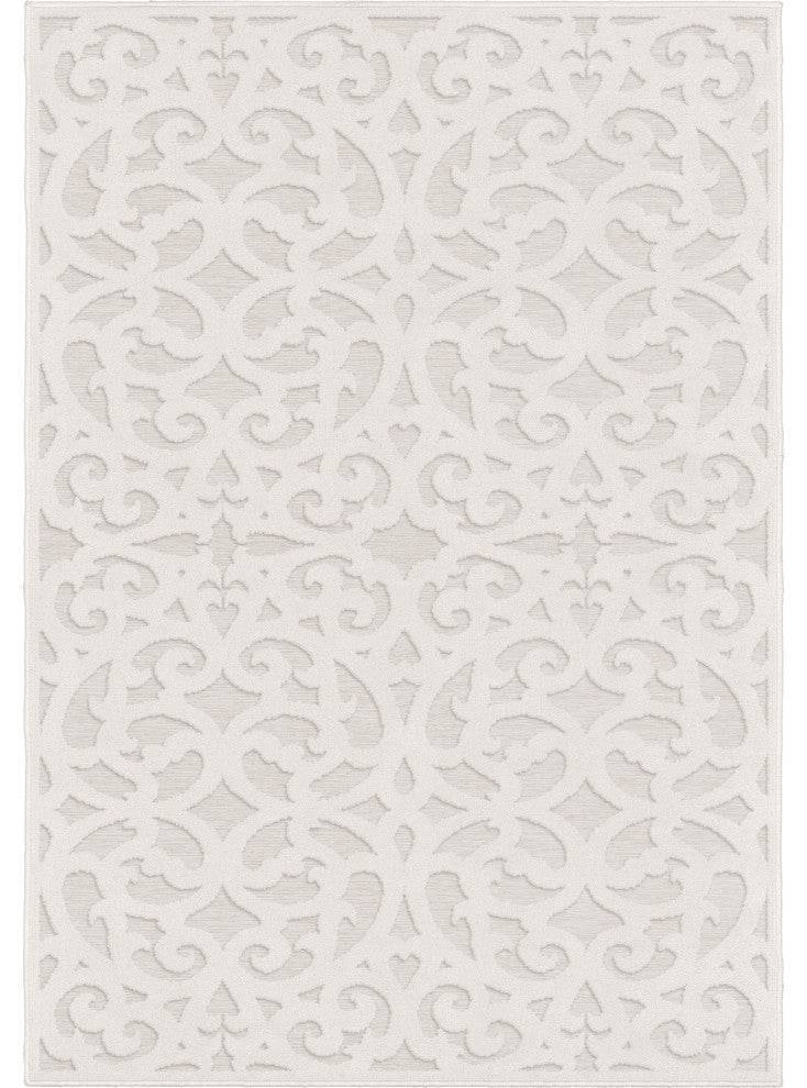 Orian Boucle Indoor/Outdoor Seaborn High-Low Area Rug, Ivory, 5'2"x7'6"