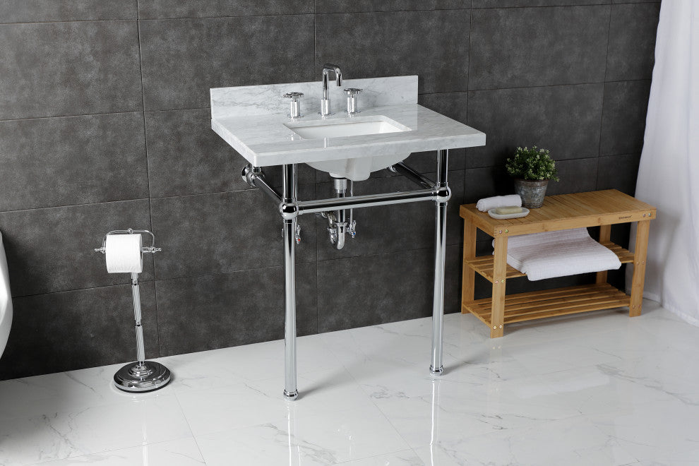 KVBH3022M8SQ1 30" Console Sink with Brass Legs (8-Inch, 3 Hole)