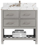 Parker 36" Single Sink Bath Vanity, Elephant Skin Gray 2" Viola Brown