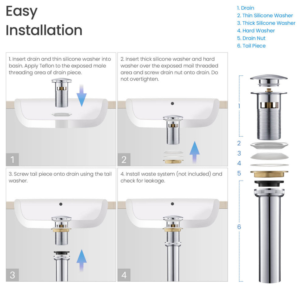 Pop Up Drain Stopper Full Cover With Overflow, KPW102, Chrome