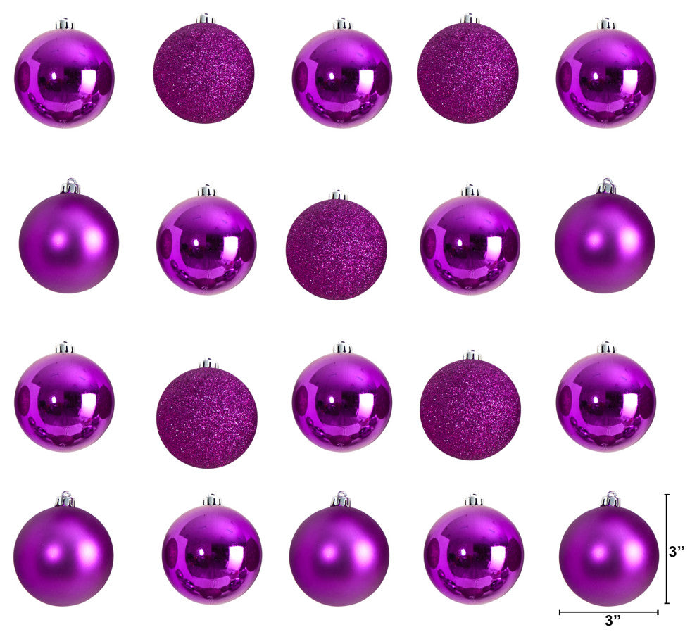 Holiday Xmas 20 Count 3" Shatterproof Ornaments W/ Re-Useable Storage Container
