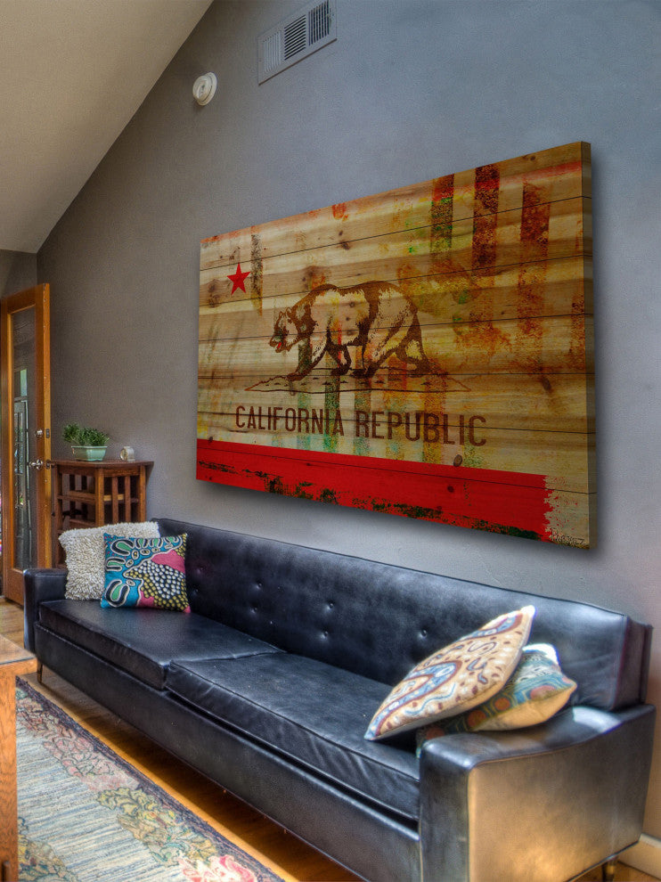 "Cali" Wall Art on Wood, 36"x24"