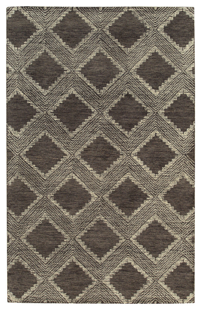 Hand-Tufted Wool Charcoal Contemporary Area Rug, 5'x8'