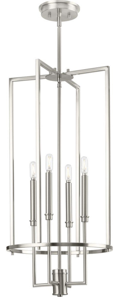 Elara Collection Four-Light Brushed Nickel Chandelier Foyer Light