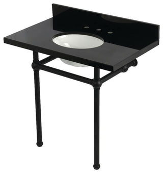 KVPK36KB0 36" Black Granite Console Sink with Brass Legs