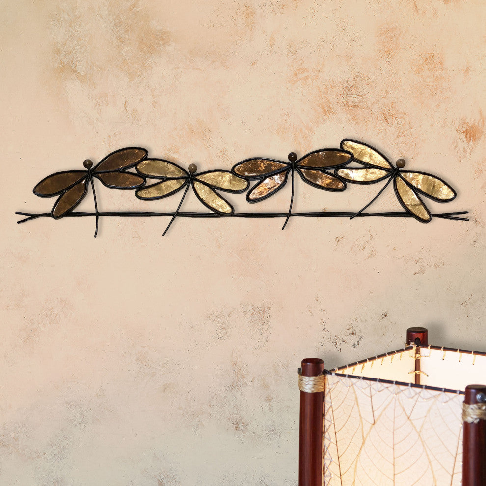 Dragonflies On A Wire Brown