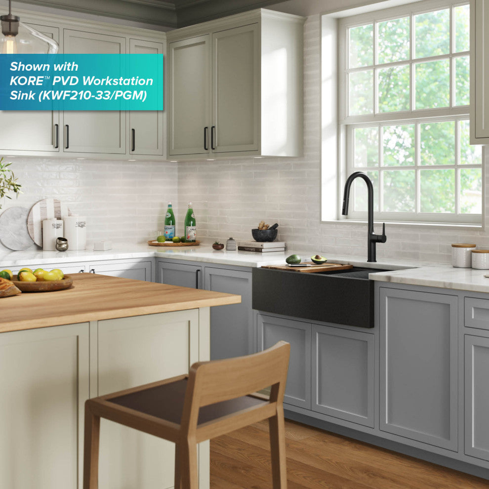 Oletto Pull-Down 1-Hole Kitchen Faucet, Matte Black, Model Kpf-3101mb