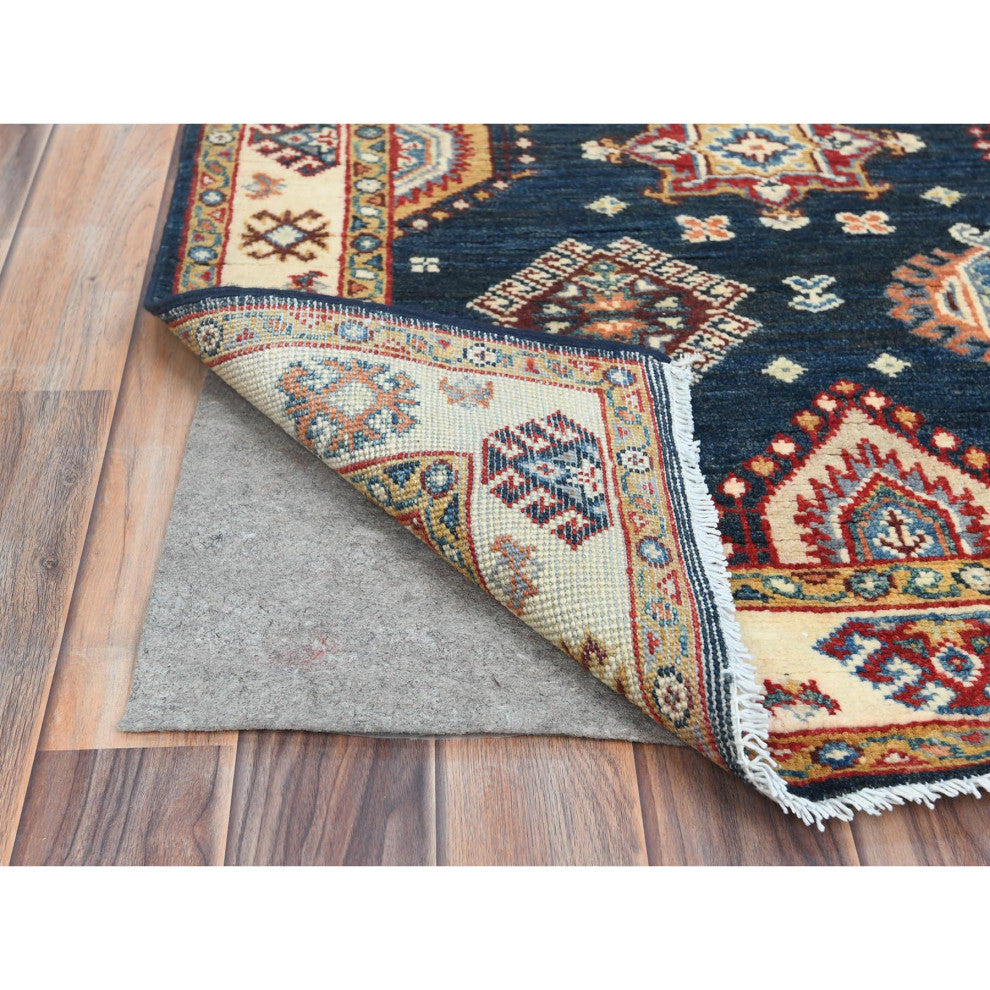 Yale Blue Special Kazak Soft Wool Hand Knotted XL Runner Oriental Rug 3'x18'6"